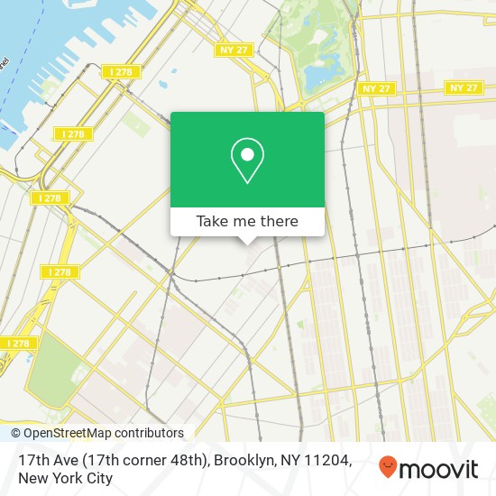 Mapa de 17th Ave (17th corner 48th), Brooklyn, NY 11204