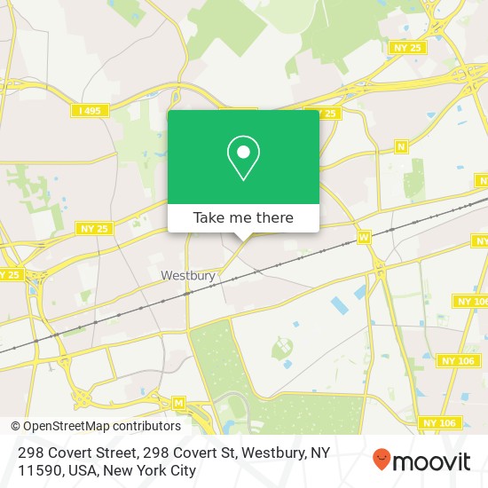 Mapa de 298 Covert Street, 298 Covert St, Westbury, NY 11590, USA