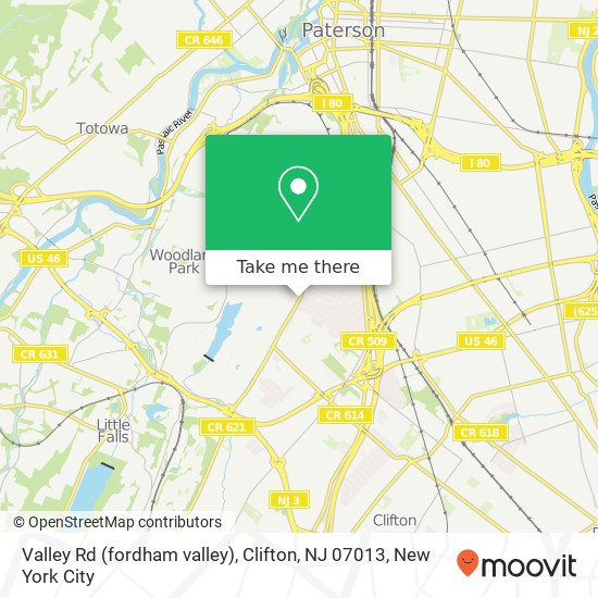 Valley Rd (fordham valley), Clifton, NJ 07013 map