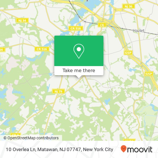 Mapa de 10 Overlea Ln, Matawan, NJ 07747