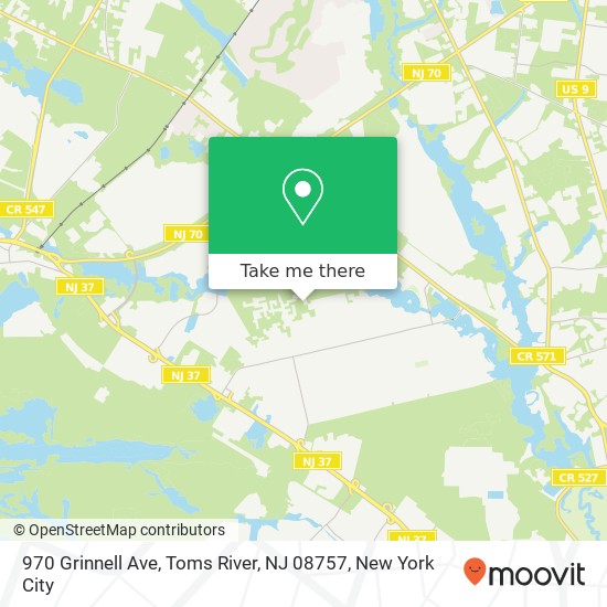 Mapa de 970 Grinnell Ave, Toms River, NJ 08757