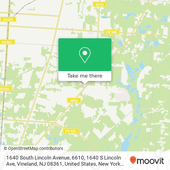 Mapa de 1640 South Lincoln Avenue, 6610, 1640 S Lincoln Ave, Vineland, NJ 08361, United States