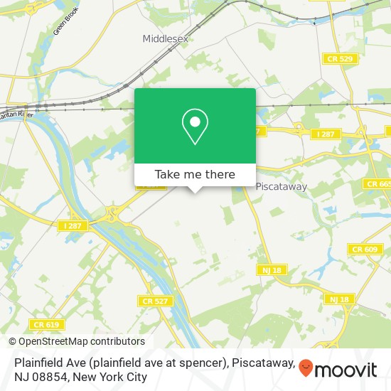 Mapa de Plainfield Ave (plainfield ave at spencer), Piscataway, NJ 08854