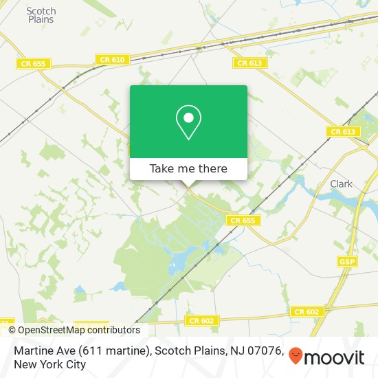 Mapa de Martine Ave (611 martine), Scotch Plains, NJ 07076