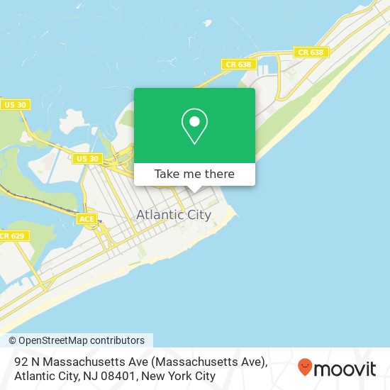 Mapa de 92 N Massachusetts Ave (Massachusetts Ave), Atlantic City, NJ 08401