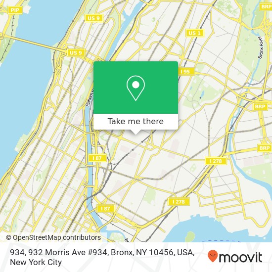 Mapa de 934, 932 Morris Ave #934, Bronx, NY 10456, USA