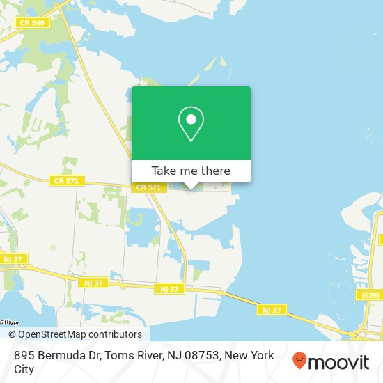 Mapa de 895 Bermuda Dr, Toms River, NJ 08753