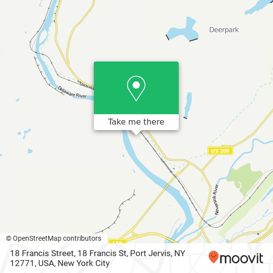 Mapa de 18 Francis Street, 18 Francis St, Port Jervis, NY 12771, USA