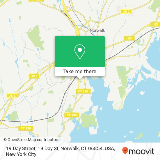 Mapa de 19 Day Street, 19 Day St, Norwalk, CT 06854, USA