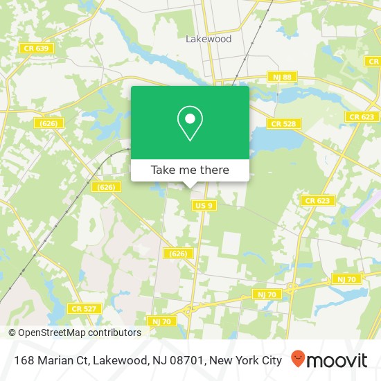 Mapa de 168 Marian Ct, Lakewood, NJ 08701
