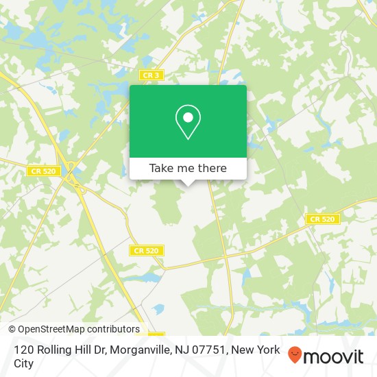 Mapa de 120 Rolling Hill Dr, Morganville, NJ 07751