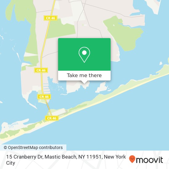Mapa de 15 Cranberry Dr, Mastic Beach, NY 11951