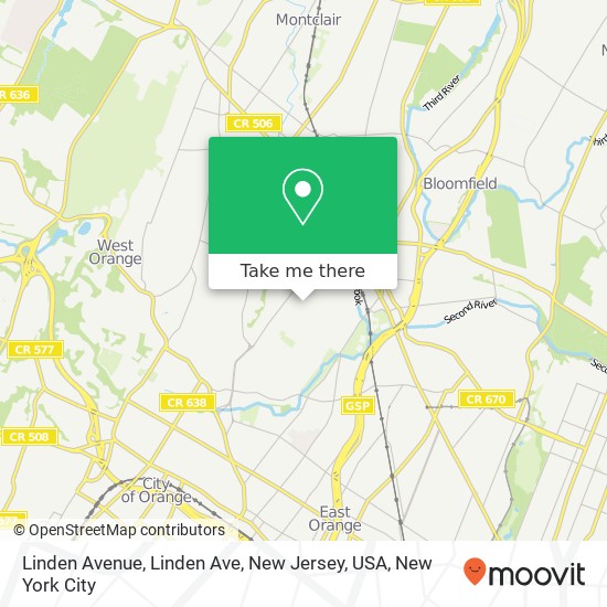 Mapa de Linden Avenue, Linden Ave, New Jersey, USA