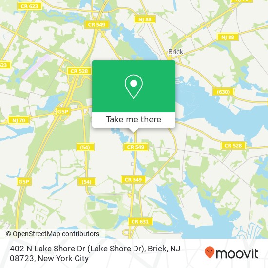 Mapa de 402 N Lake Shore Dr (Lake Shore Dr), Brick, NJ 08723