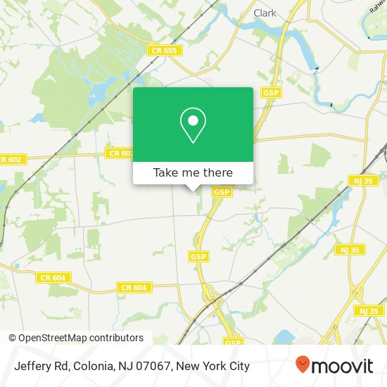 Mapa de Jeffery Rd, Colonia, NJ 07067