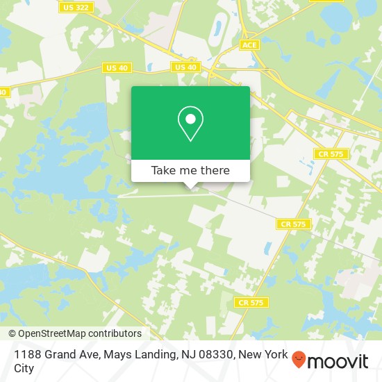 Mapa de 1188 Grand Ave, Mays Landing, NJ 08330