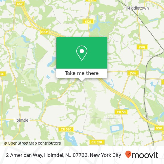 Mapa de 2 American Way, Holmdel, NJ 07733
