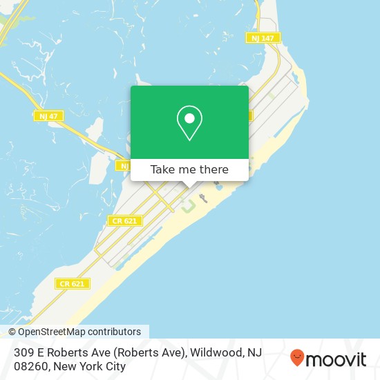 Mapa de 309 E Roberts Ave (Roberts Ave), Wildwood, NJ 08260