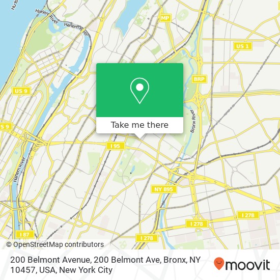 Mapa de 200 Belmont Avenue, 200 Belmont Ave, Bronx, NY 10457, USA