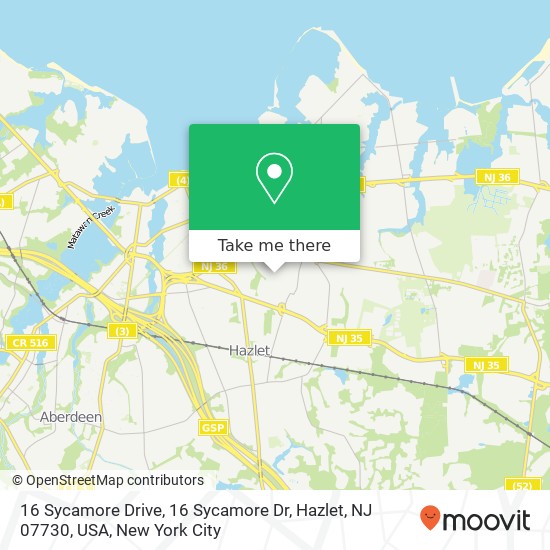 16 Sycamore Drive, 16 Sycamore Dr, Hazlet, NJ 07730, USA map