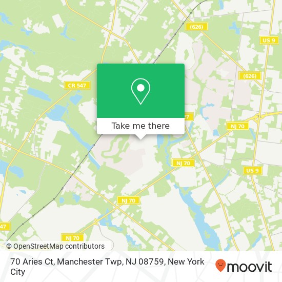 Mapa de 70 Aries Ct, Manchester Twp, NJ 08759