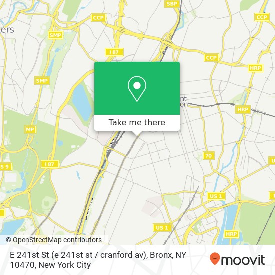 Mapa de E 241st St (e 241st st / cranford av), Bronx, NY 10470