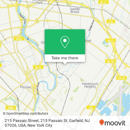 Mapa de 215 Passaic Street, 215 Passaic St, Garfield, NJ 07026, USA