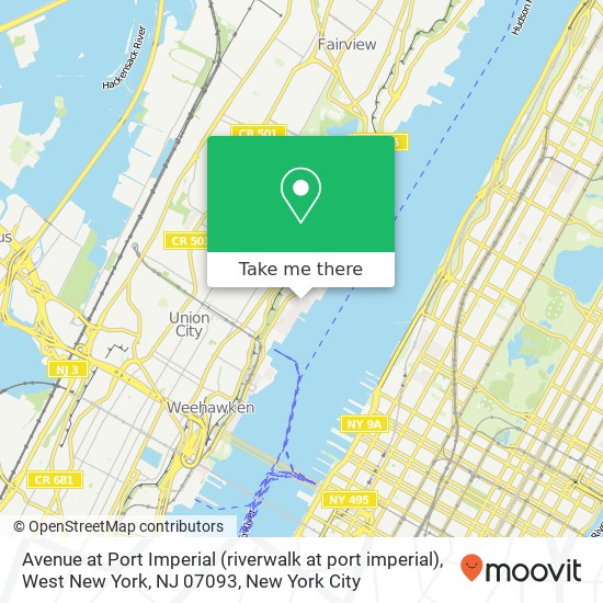 Mapa de Avenue at Port Imperial (riverwalk at port imperial), West New York, NJ 07093