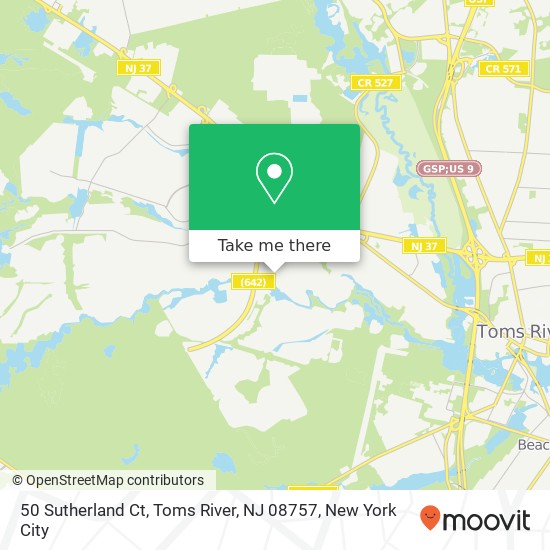50 Sutherland Ct, Toms River, NJ 08757 map