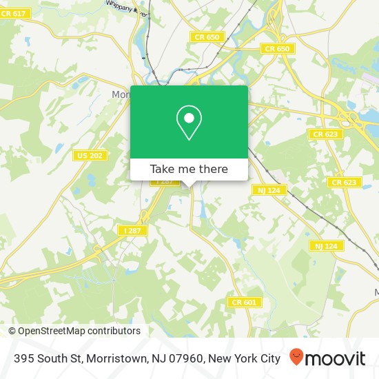 Mapa de 395 South St, Morristown, NJ 07960