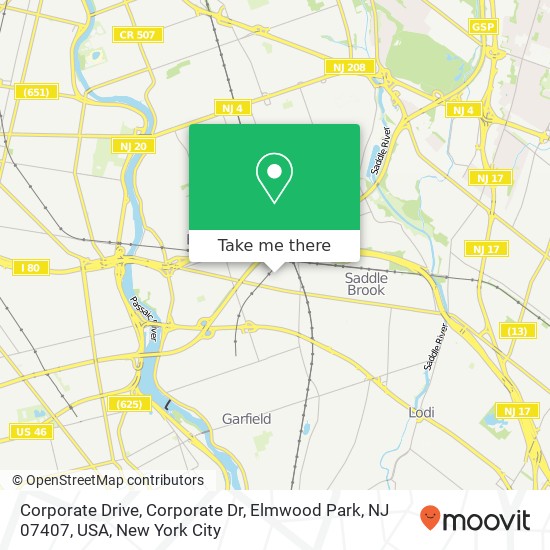 Mapa de Corporate Drive, Corporate Dr, Elmwood Park, NJ 07407, USA