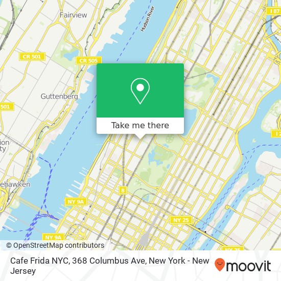 Mapa de Cafe Frida NYC, 368 Columbus Ave