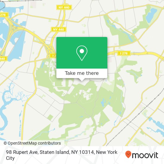 Mapa de 98 Rupert Ave, Staten Island, NY 10314