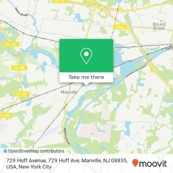 Mapa de 729 Huff Avenue, 729 Huff Ave, Manville, NJ 08835, USA