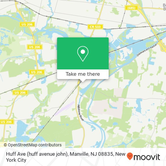 Mapa de Huff Ave (huff avenue john), Manville, NJ 08835