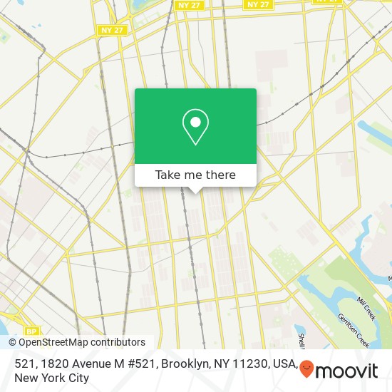 Mapa de 521, 1820 Avenue M #521, Brooklyn, NY 11230, USA