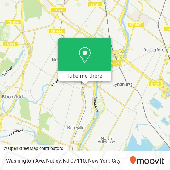 Mapa de Washington Ave, Nutley, NJ 07110