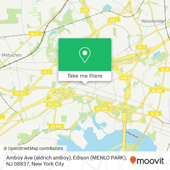 Amboy Ave (aldrich amboy), Edison (MENLO PARK), NJ 08837 map