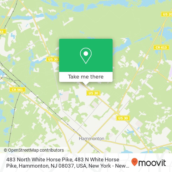 Mapa de 483 North White Horse Pike, 483 N White Horse Pike, Hammonton, NJ 08037, USA