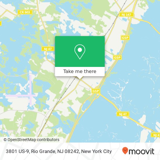 Mapa de 3801 US-9, Rio Grande, NJ 08242