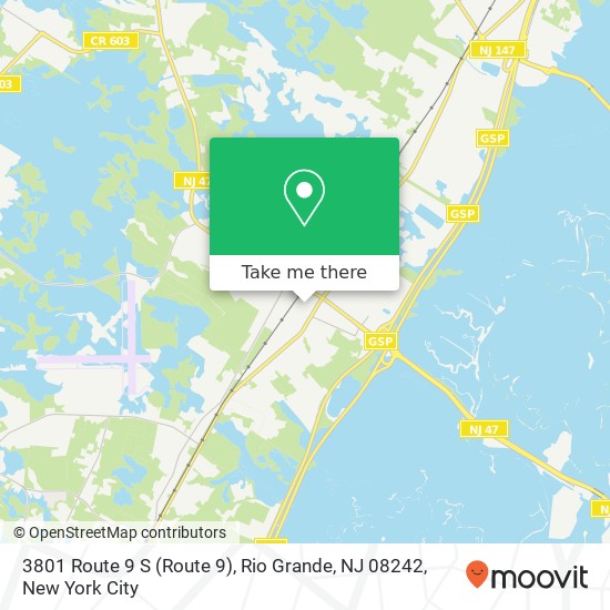 Mapa de 3801 Route 9 S (Route 9), Rio Grande, NJ 08242