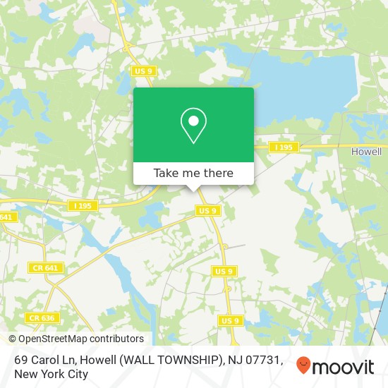 69 Carol Ln, Howell (WALL TOWNSHIP), NJ 07731 map