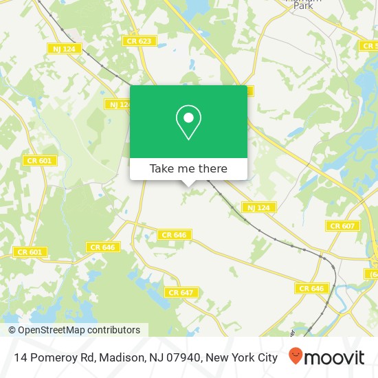 Mapa de 14 Pomeroy Rd, Madison, NJ 07940
