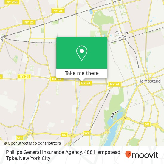 Mapa de Phillips General Insurance Agency, 488 Hempstead Tpke