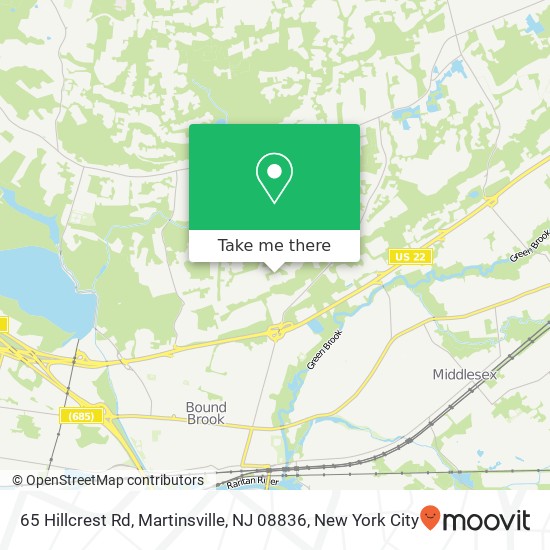 Mapa de 65 Hillcrest Rd, Martinsville, NJ 08836