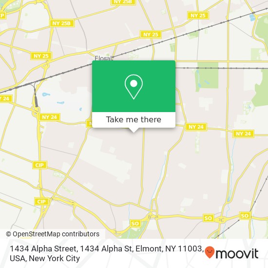 1434 Alpha Street, 1434 Alpha St, Elmont, NY 11003, USA map