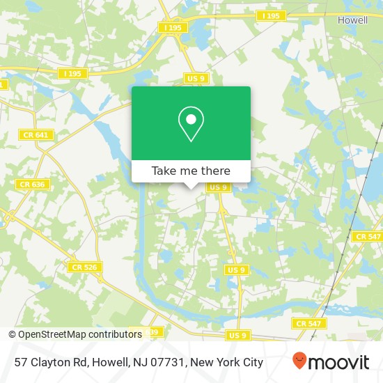 Mapa de 57 Clayton Rd, Howell, NJ 07731