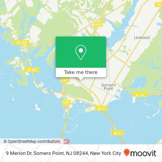 Mapa de 9 Merion Dr, Somers Point, NJ 08244