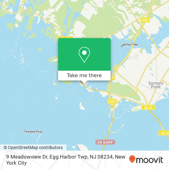 Mapa de 9 Meadowview Dr, Egg Harbor Twp, NJ 08234