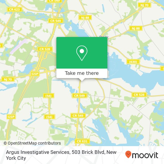 Mapa de Argus Investigative Services, 503 Brick Blvd